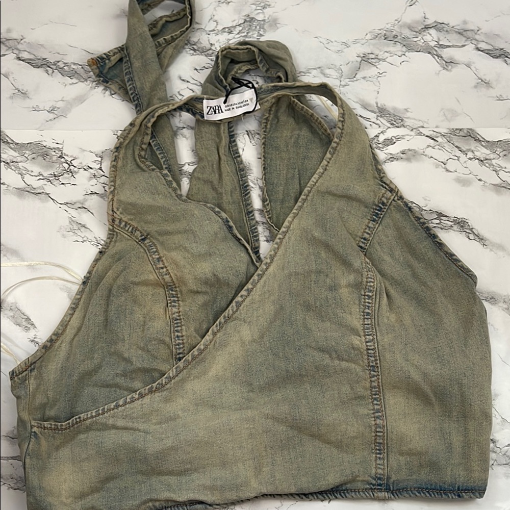Zara Khaki Halter Top